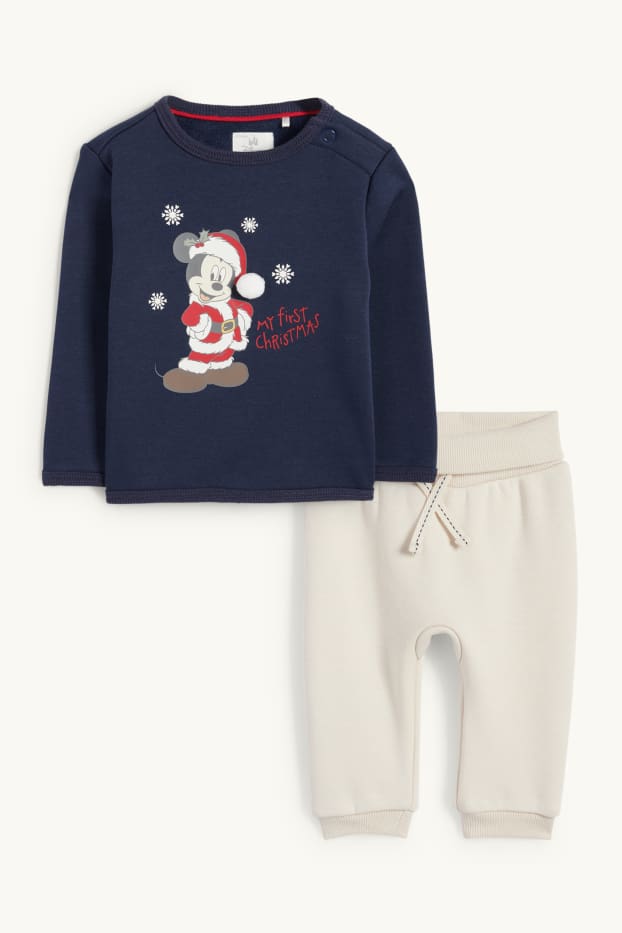 Baby Buben - Micky Maus - Baby-Weihnachts-Outfit - plüschgefüttert - dunkelblau