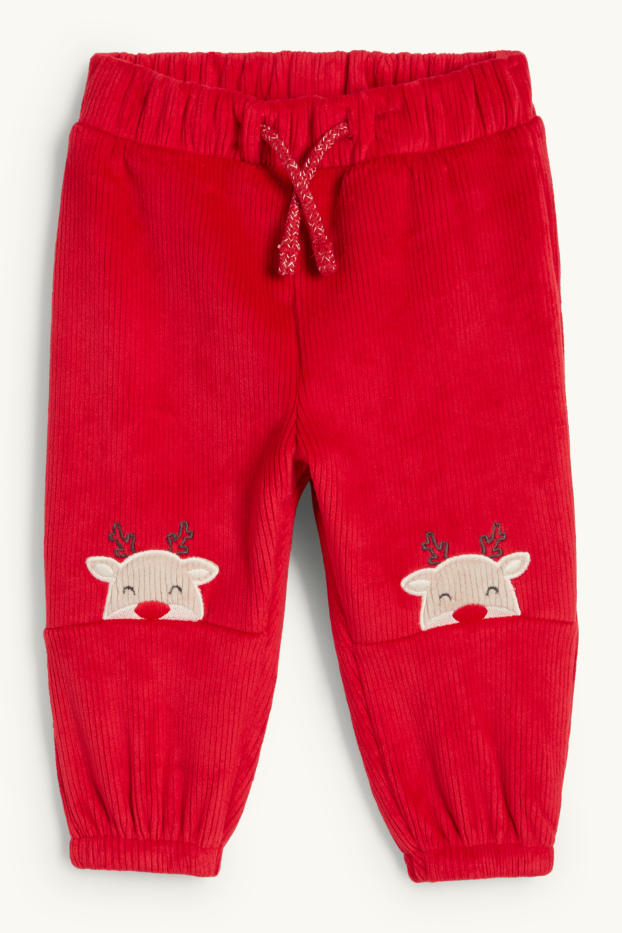 Nadó nen - Ren - pantalons de xandall tèrmics nadalencs per a nadó - acanalats - vermell