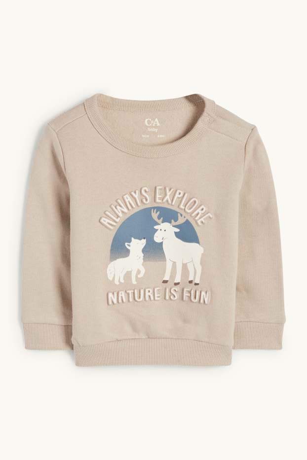 Baby Jungen - Wolf und Elch - Baby-Outfit - 2 teilig - hellbeige