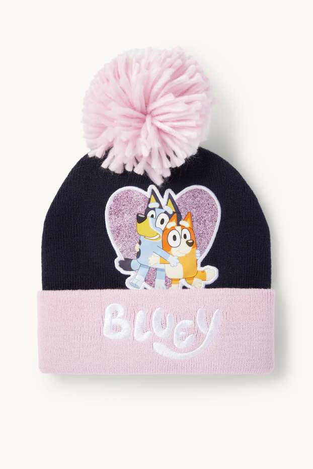 Kinder Mädchen - Bluey - Bommelmütze - dunkelblau