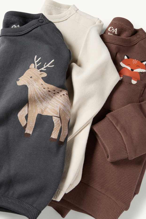 Nadó nen - Paquet de 3 - guineu i cérvol - dessuadora per a nadó - gris fosc