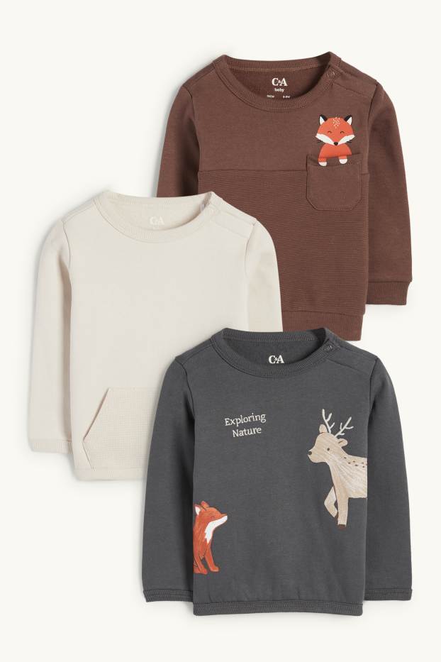 Nadó nen - Paquet de 3 - guineu i cérvol - dessuadora per a nadó - gris fosc