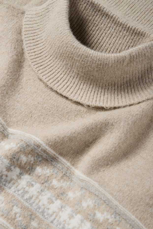 Men - Turtleneck jumper - patterned - light beige