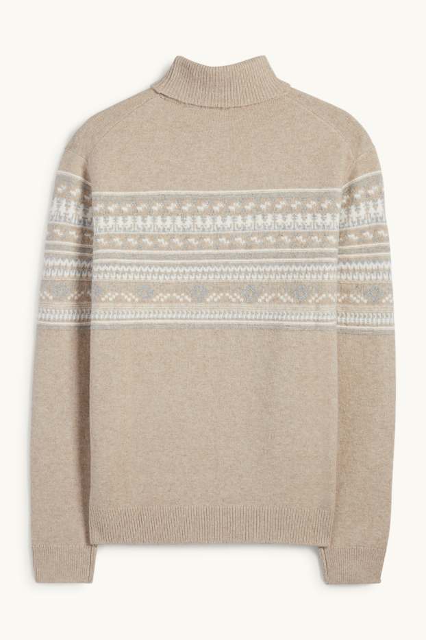 Men - Turtleneck jumper - patterned - light beige