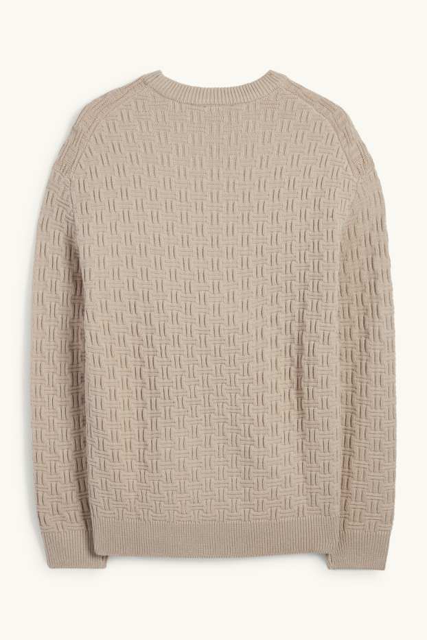 Uomo - Maglione - tramato - beige chiaro