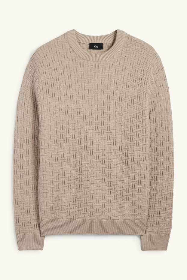 Uomo - Maglione - tramato - beige chiaro
