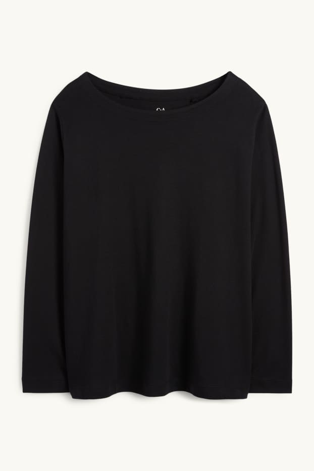 Mujer - Camiseta básica de manga larga - regular fit - negro