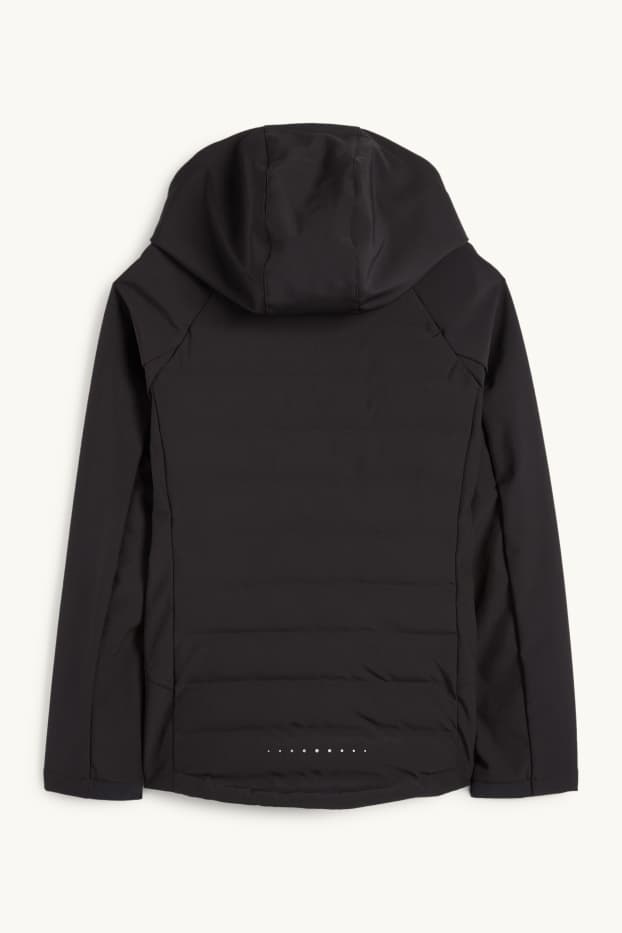 Femmes - Veste de sport chaude à capuche - finition déperlante - noir