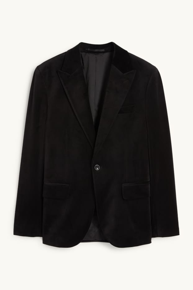 Hombre - Americana aterciopelada - slim fit - Stretch - negro