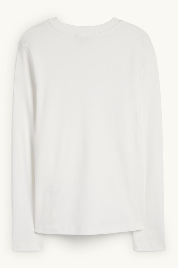 Damen - Langarmshirt - Regular Fit - Glanz-Effekt - weiß