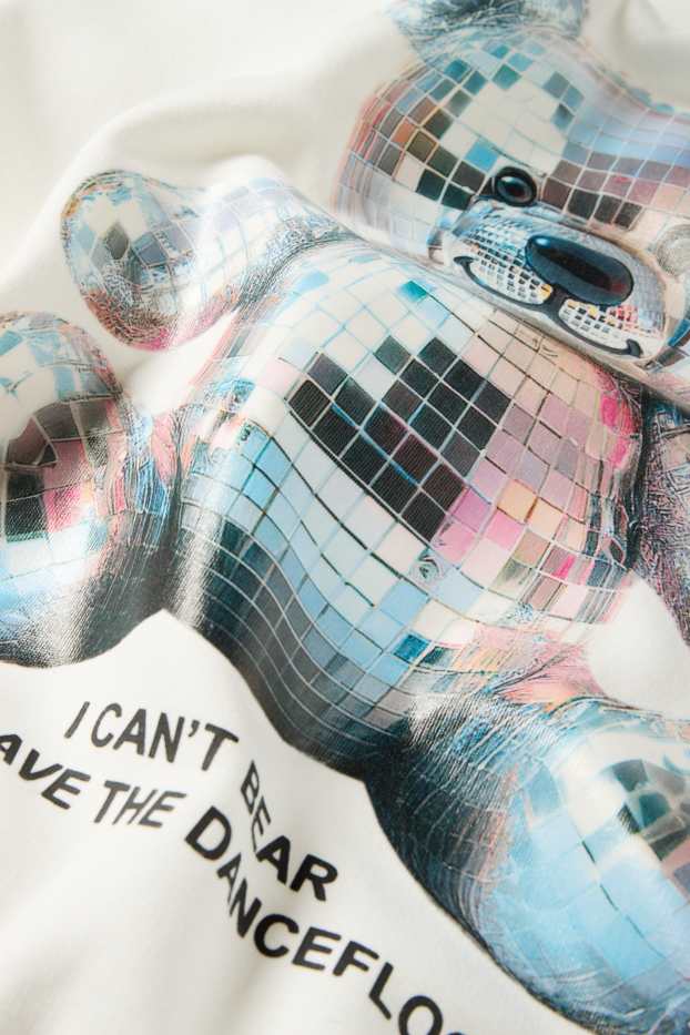 Children Girls - Teddy bear - hoodie - white