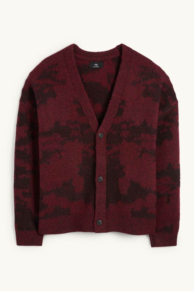 Hombre - Cárdigan - estampado - burdeos
