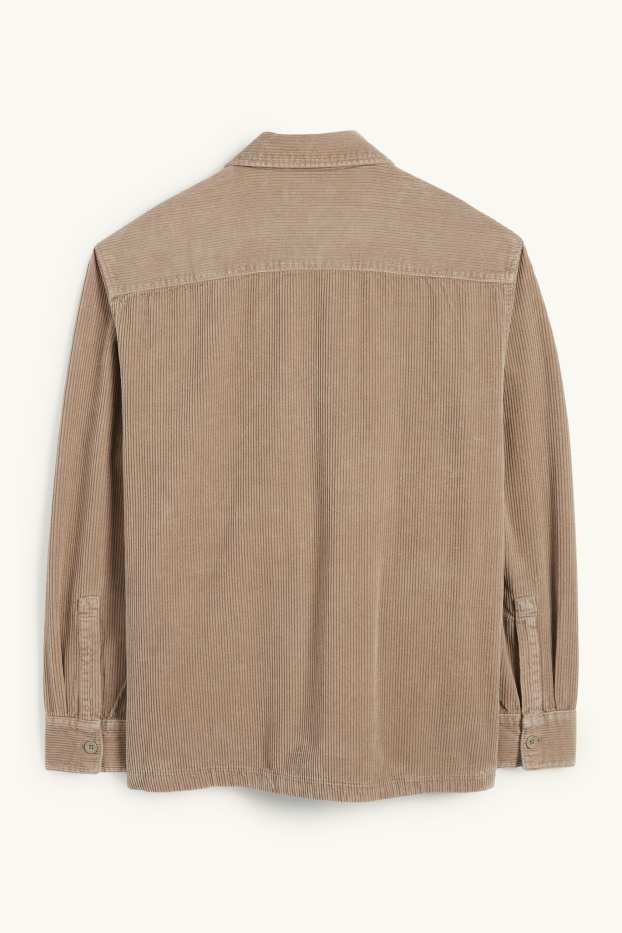 Hommes - Veste-chemise en velours côtelé - relaxed fit - col kent - beige