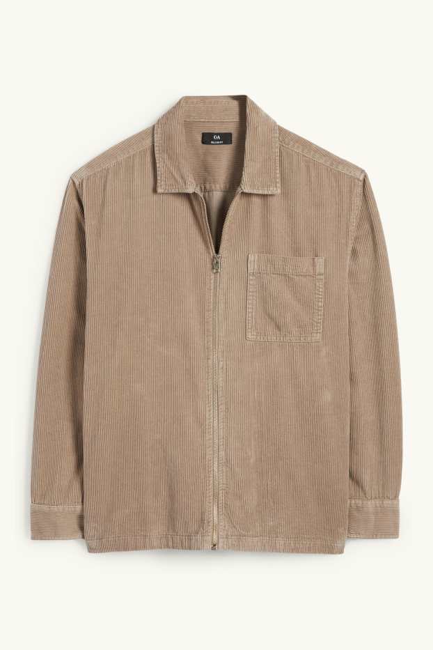Hommes - Veste-chemise en velours côtelé - relaxed fit - col kent - beige