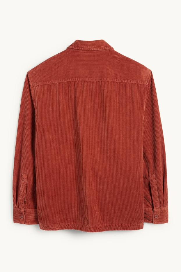 Hommes - Veste-chemise en velours côtelé - relaxed fit - col kent - orange