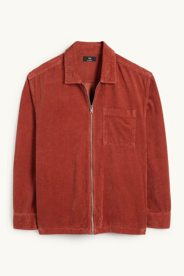 Hommes - Veste-chemise en velours côtelé - relaxed fit - col kent - orange