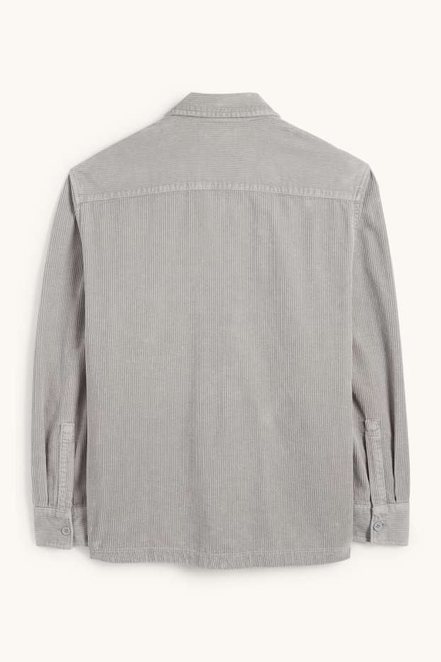 Herren - Cord-Hemdjacke - Relaxed Fit - Kent - grau