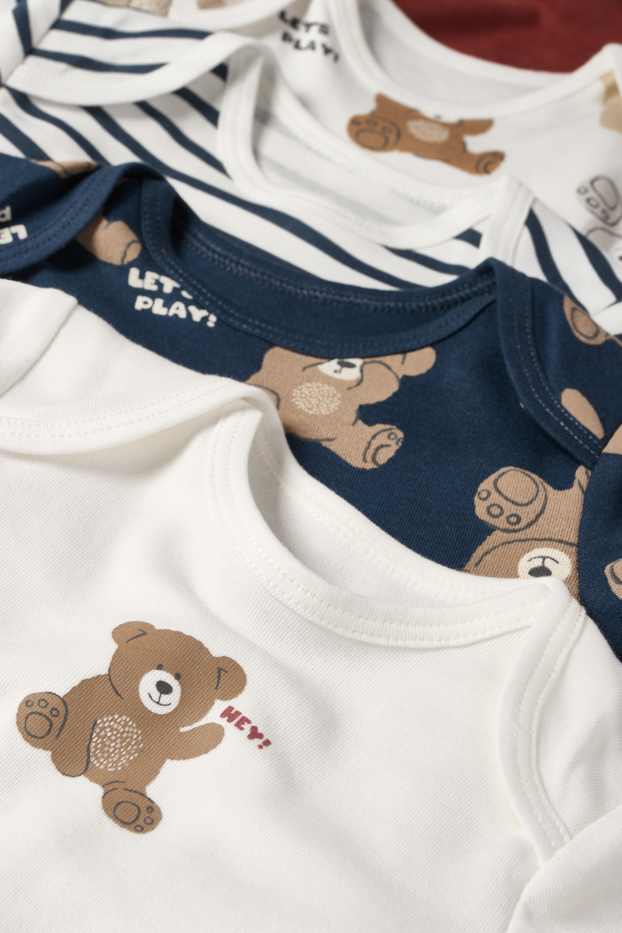 Unisex - Multipack of 5 - teddy bear - baby bodysuit - cremewhite