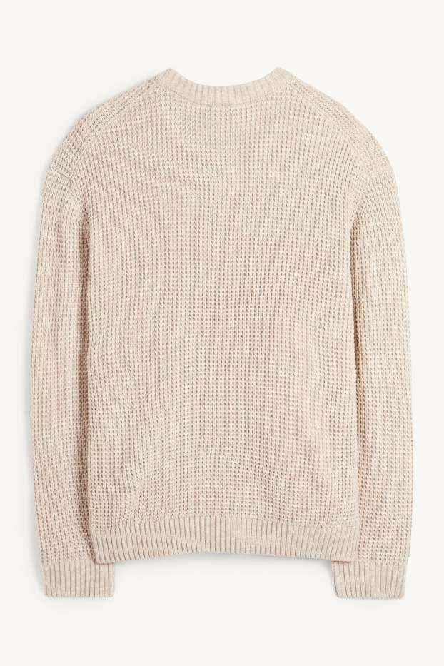 Hommes - Pull - finition texturée - beige