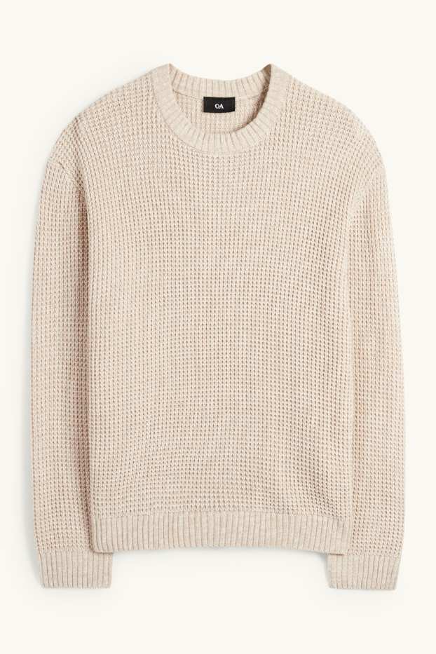 Hommes - Pull - finition texturée - beige