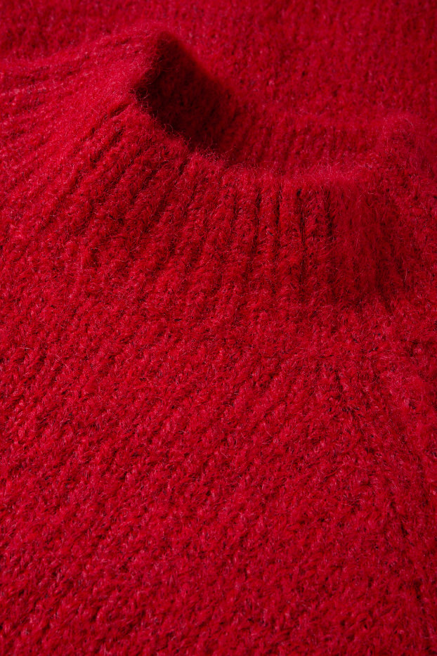 Dames - Gebreide jurk - straight fit - rood