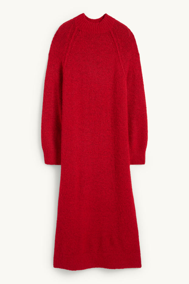 Dames - Gebreide jurk - straight fit - rood