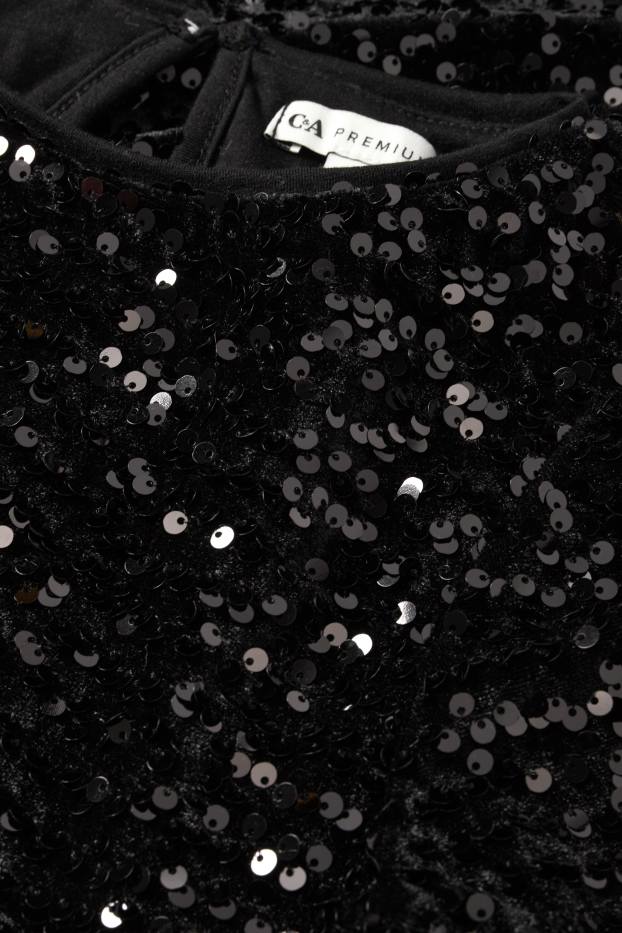 Kinderen: meisjes - Fluwelen jurk met pailletten - zwart