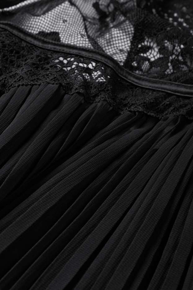 Femmes - Chemise de nuit en finition tissée - noir