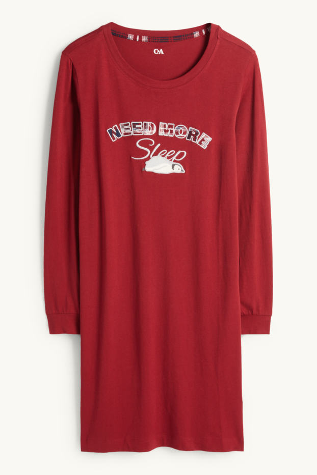 Donna - Camicia da notte - rosso scuro