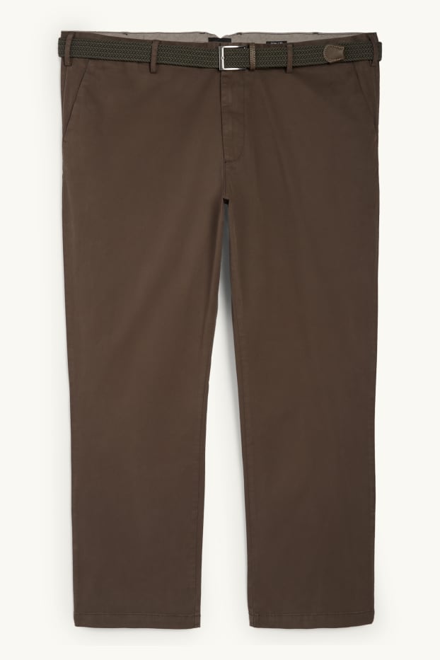 Men - Trousers with belt - regular fit - dark green