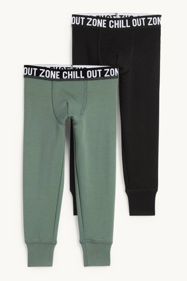 Kinderen: jongens - Set van 2 - lange thermo-onderbroek - zwart