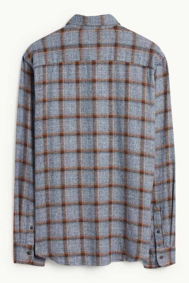 Hommes - Chemise - regular fit - col kent - à carreaux - bleu foncé