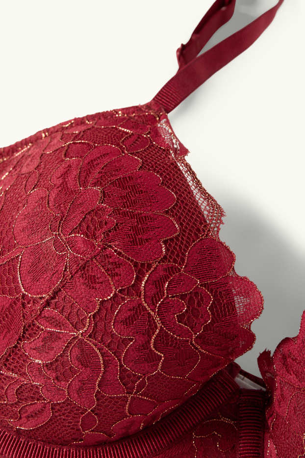 Femmes - Soutien-gorge avec armatures - DEMI - ampliforme - rouge foncé