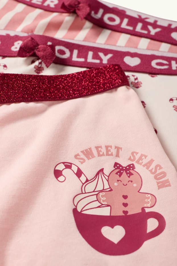 Copii - Fete - Set - pijama și boxeri cu motive de Crăciun - 5 piese - roz