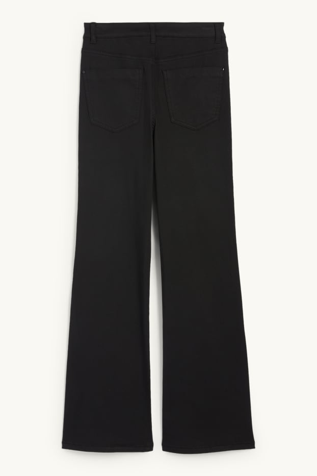 Damen - Stoffhose - High Waist - Flared - schwarz