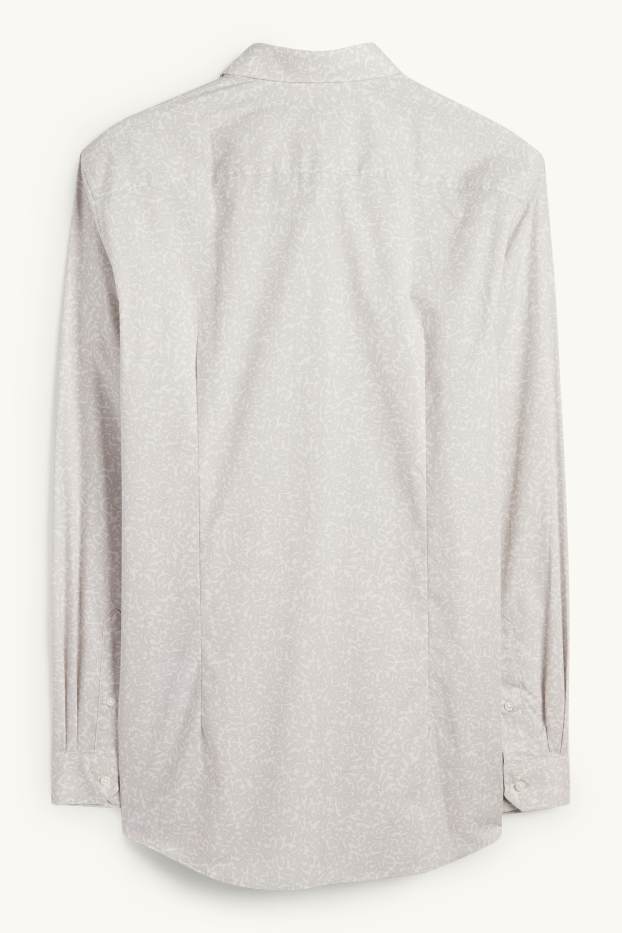 Hommes - Chemise de bureau - slim fit - col Kent - à motif - gris clair