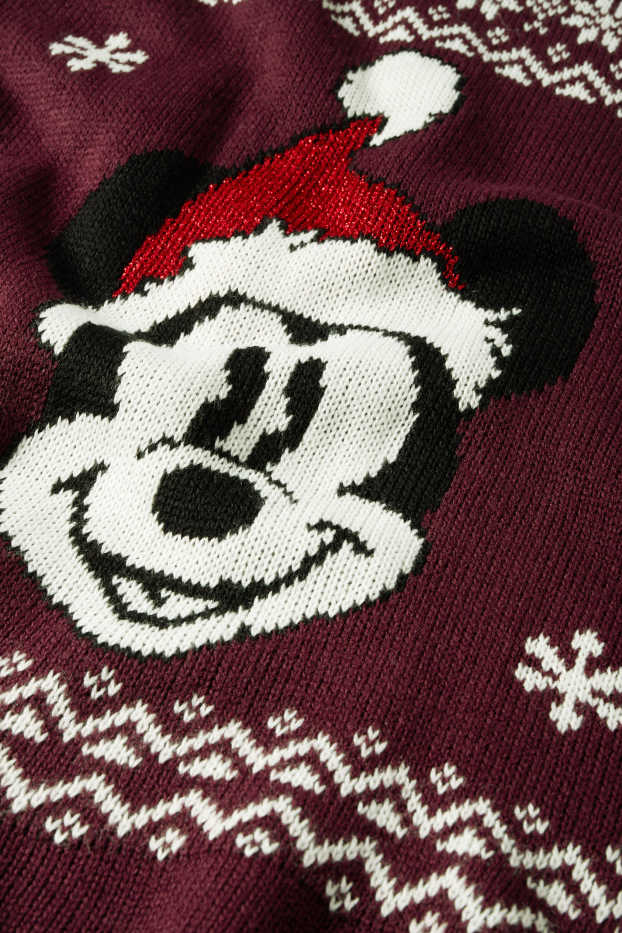 Damen - Weihnachtspullover - Micky Maus - bordeaux