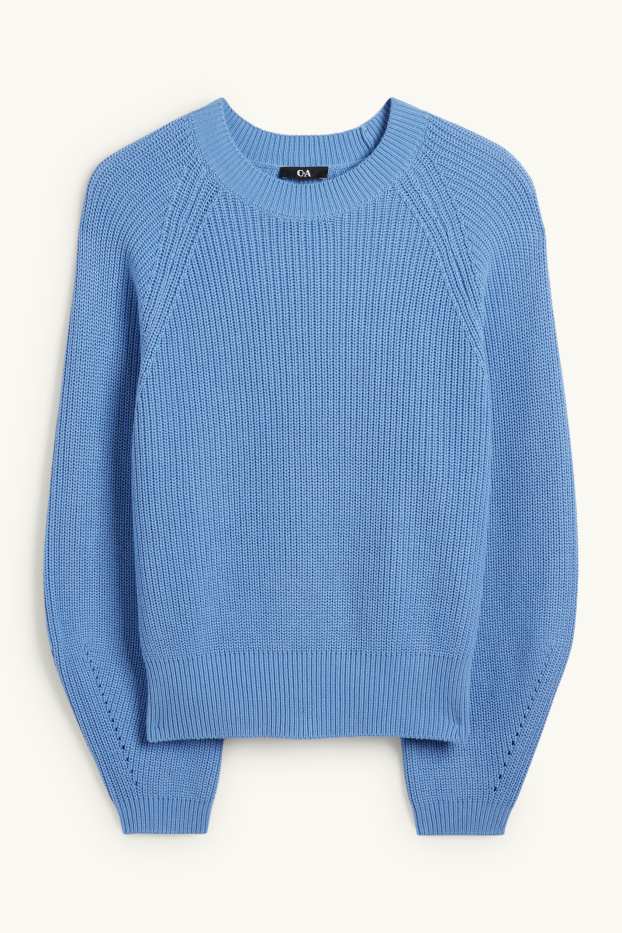 Women - Jumper - ribbed - light blue