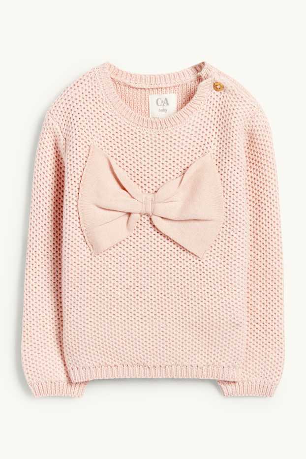 Baby: meisjes - Strik en sterretjes - babyoutfit - 2-delig - roze