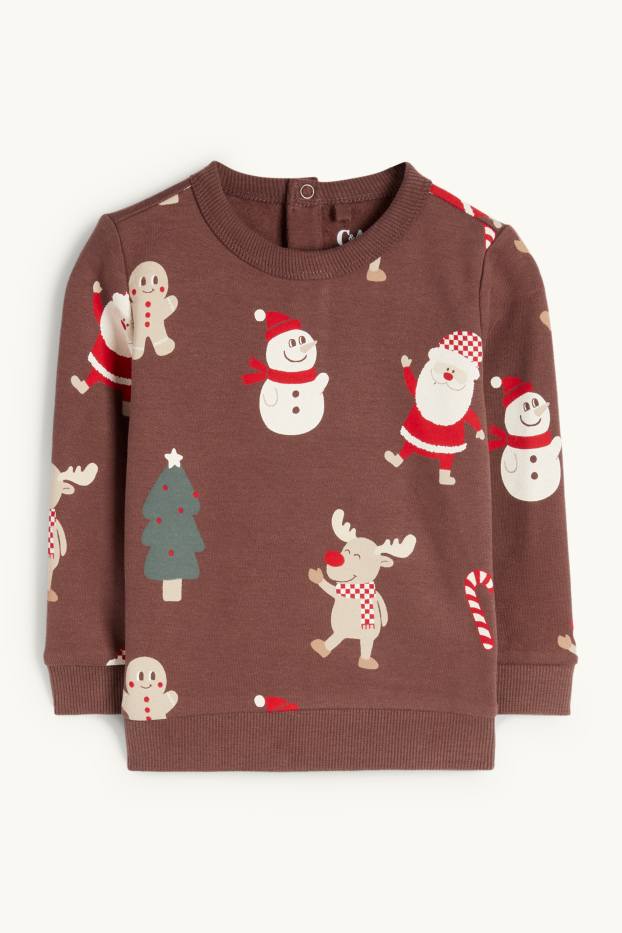 Nadó nen - Pare Noel i ren - dessuadora nadalenca per a nadó - marró fosc