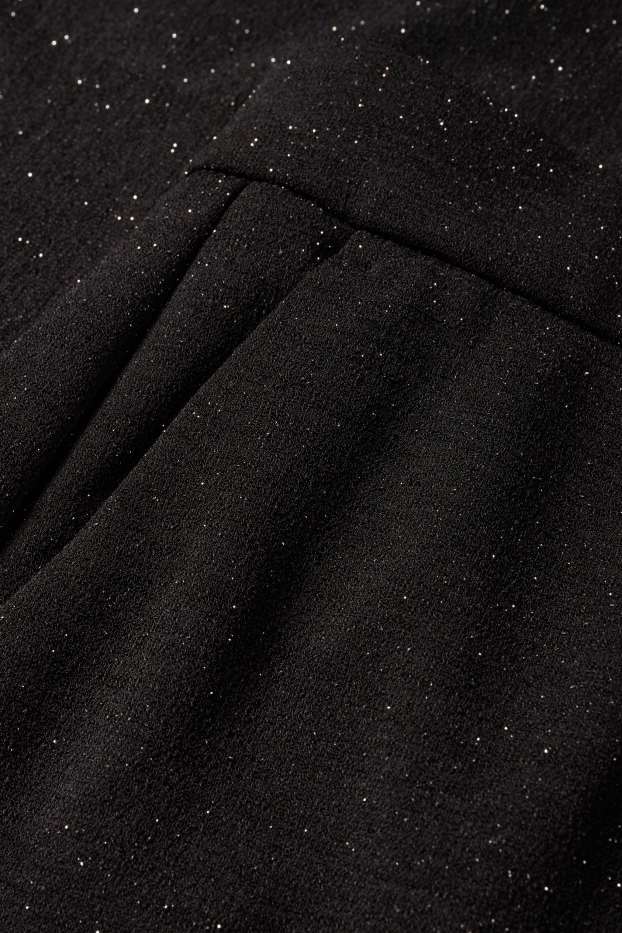 Dona - Pantalons - high waist - wide leg - efecte brillant - negre