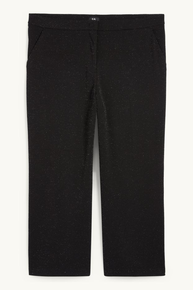 Dona - Pantalons - high waist - wide leg - efecte brillant - negre
