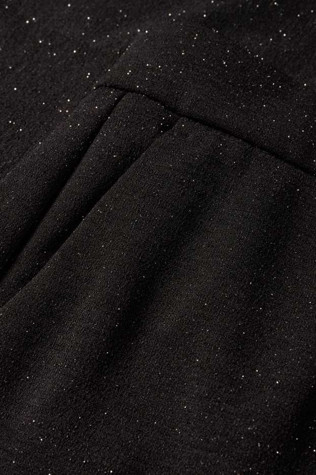 Dames - Broek - high waist - wide leg - glanseffect - zwart