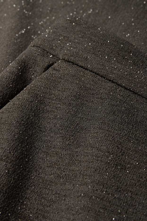 Dames - Broek - high waist - wide leg - glanseffect - donkergrijs