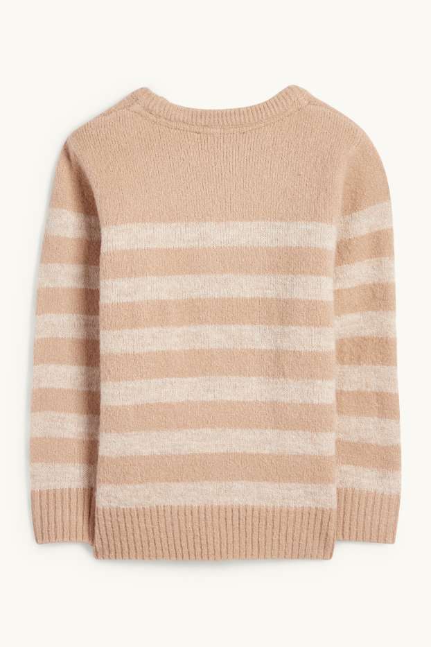 Kinder Buben - Pullover - gestreift - beige