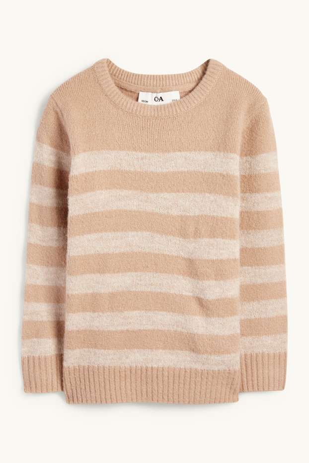 Kinder Buben - Pullover - gestreift - beige