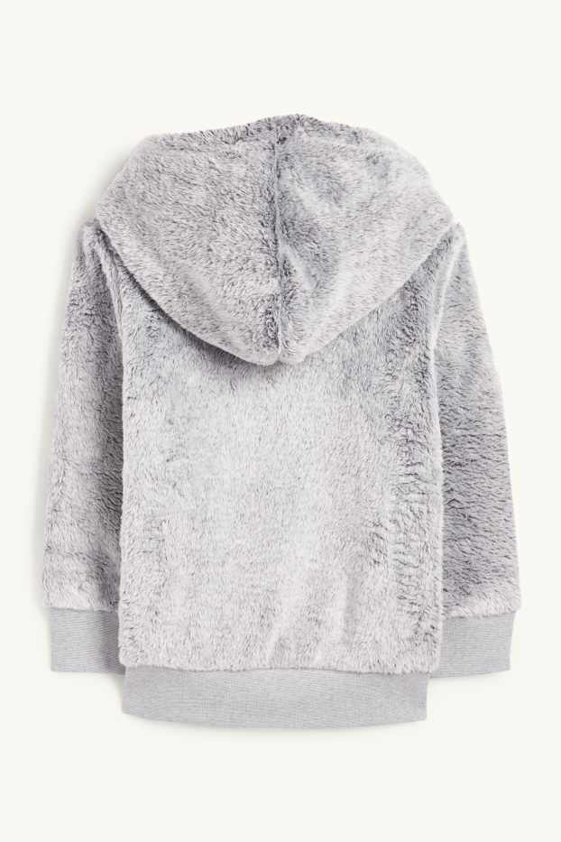 Bambini - Felpa con cappuccio in ecopelliccia - grigio