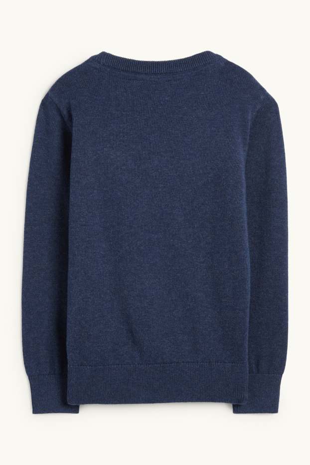 Enfants garçons - Teddy bear - pull de Noël - bleu foncé