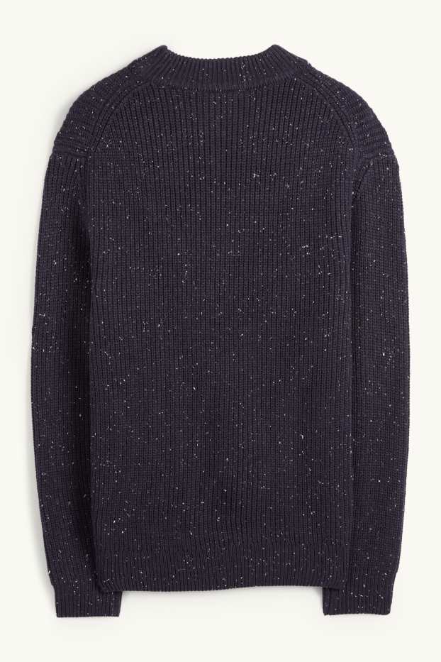 Men - Jumper - ribbed - dark blue