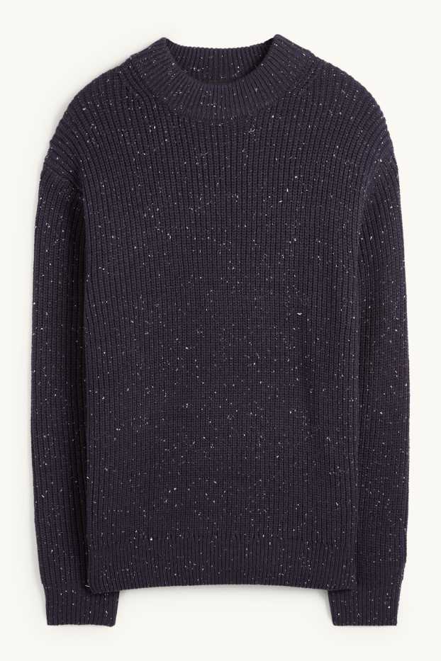 Men - Jumper - ribbed - dark blue